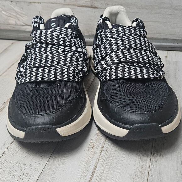 LØCI Vegan Sneakers W7 (M6) Black/White Chunky Laces LC-017-009-05 - Nicki Minaj - Picture 10 of 12